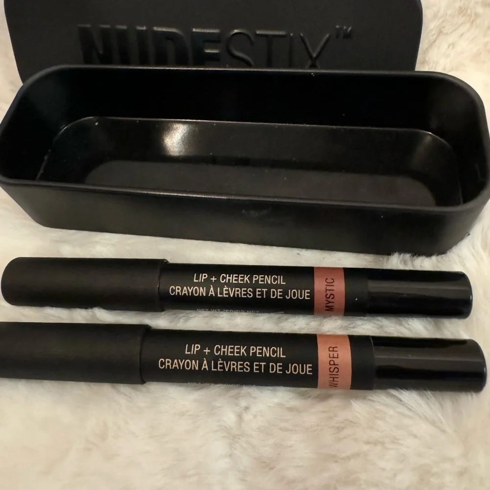 NUDESTIX LIP AND CHEEK PENCIL. Whisper and Mystic. Tin Included. NIB